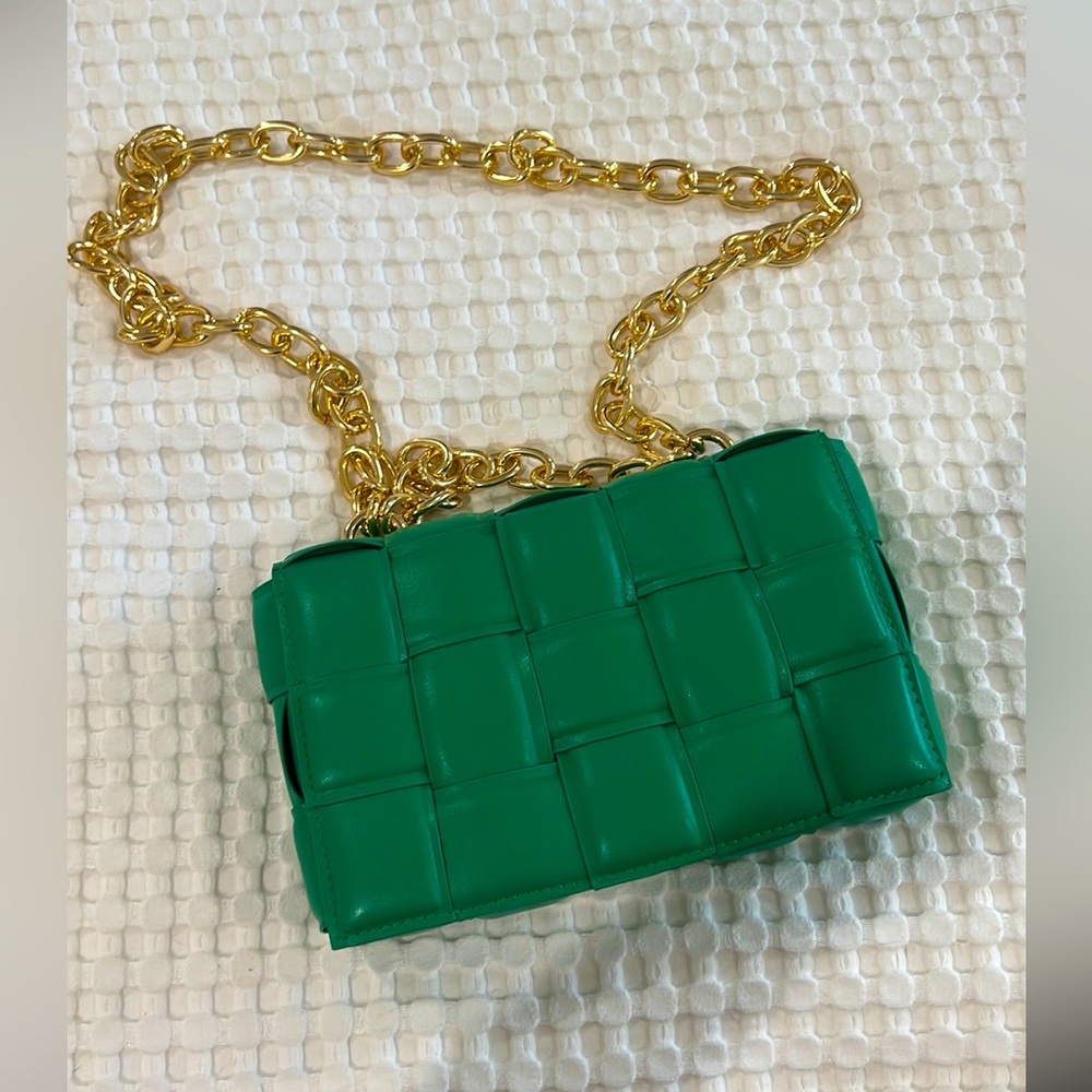 Green and gold shoulder bag